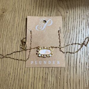 Plunder Gold-Tone Necklace with Iridescent Pink Center